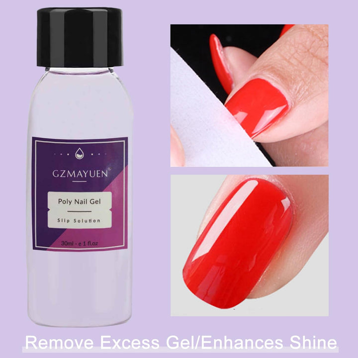 GZMAYUEN Soluție alunecătoare pentru unghii Poly Nail 30 ml * 2 Gel alunecător pentru extensii de unghii Poly Extension Gel Lichid - Soluție alunecătoare ușoară DIY cu pensulă