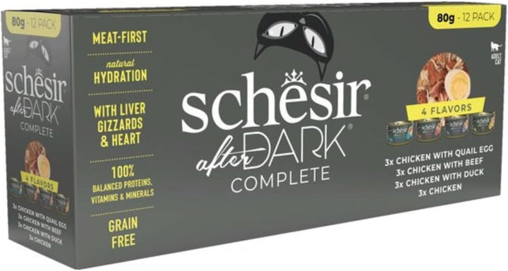 after Dark, Variety Pack, Hùmeda hrană completă pentru pisici, 12 cutii X 80 G