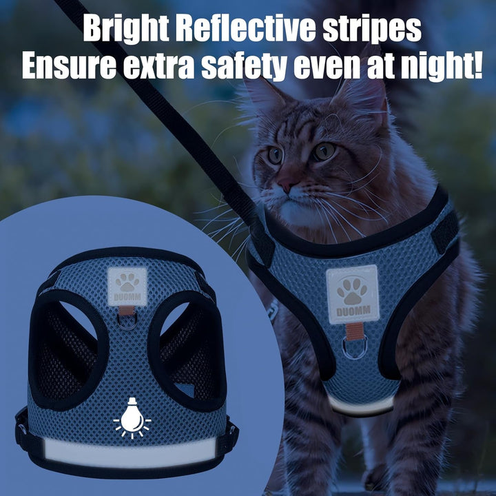 Bindokun Cat Harness With Leash Escape-proof, Cat Harness Set Cat Harness Escape-proof pentru câini pisici cu 5 M/16.4 picioare Cat Leash Adjustable Cat Vest (M)