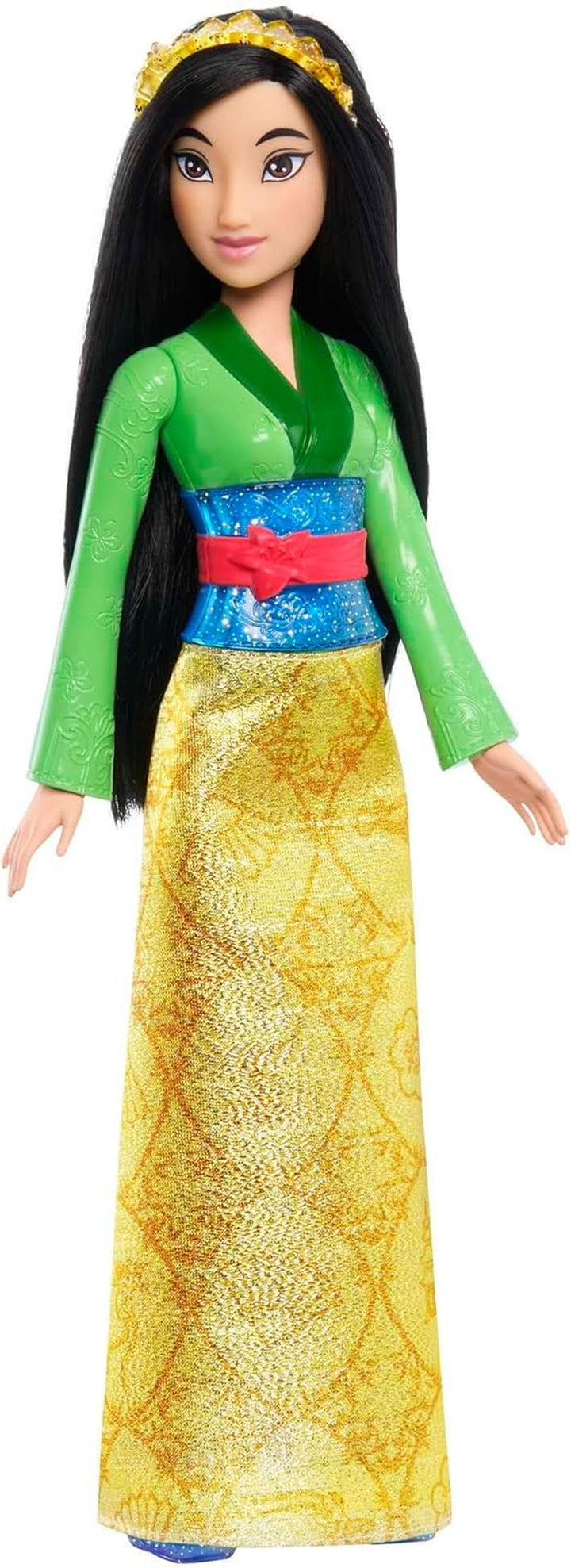 Mattel DISNEY Prințesa Aurora - păpușă cu ținută tipică, pantofi detașabili și diademă, top strălucitor și fustă detașabilă cu model, păr lung de coafat, HLW09 Papusi Naty Shop Mulan
