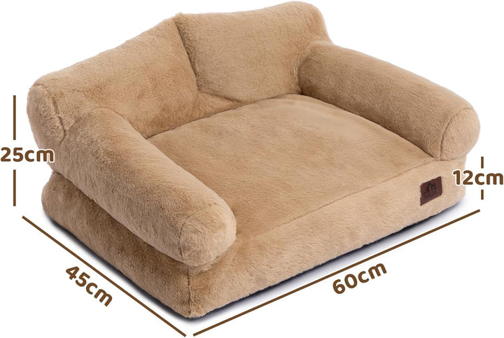 Pat pentru pisici, pat pentru câini mici, canapea pufoasă de pluș pentru pisici și căței, canapea extensibilă moale pentru animale de companie, pat respirabil pentru animale de companie, maro deschis
