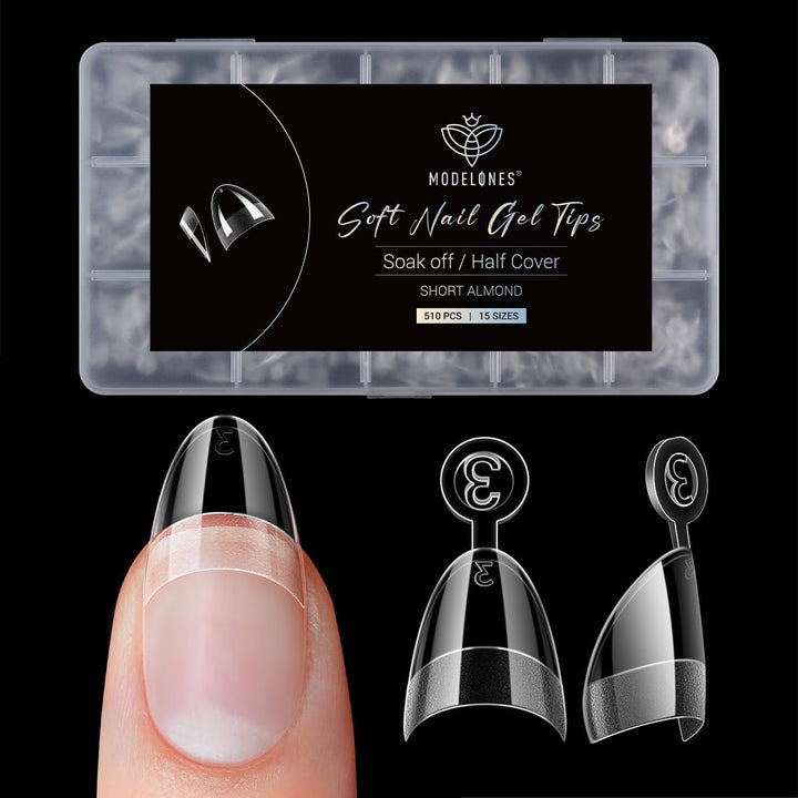 Modelones Tips Unghii 510 Piese - Set Tips Unghii Acoperire Completă, Set Tips Gel, Tips Unghii Rășină PMMA Pre-Lustruire, Unghii Artificiale pentru Lipire pe Nail Art DIY, Squoval Scurt
