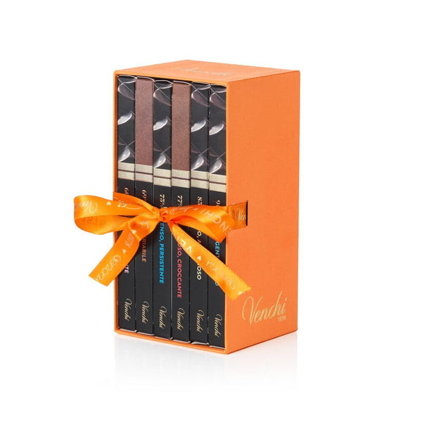 Venchi, Set de 6 tablete de ciocolată neagră extra asortată, 436 grame Bomboane de Ciocolata Naty Shop Default Title