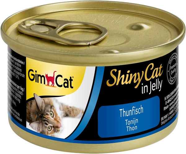 Gimcat Shinycat in Jelly Tuna - hrană umedă cu pește și taurină pentru pisici - 24 cutii (24 X 70 G)