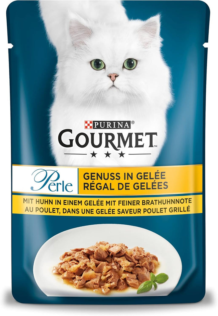 PURINA Gourmet Pearl Indulgence in Jelly Hrană umedă pentru pisici & PURINA Gourmet Pearl Indulgence in Jelly Hrană umedă pentru pisici cu somon & somon fin la grătar 26Pack (26 X 85G)