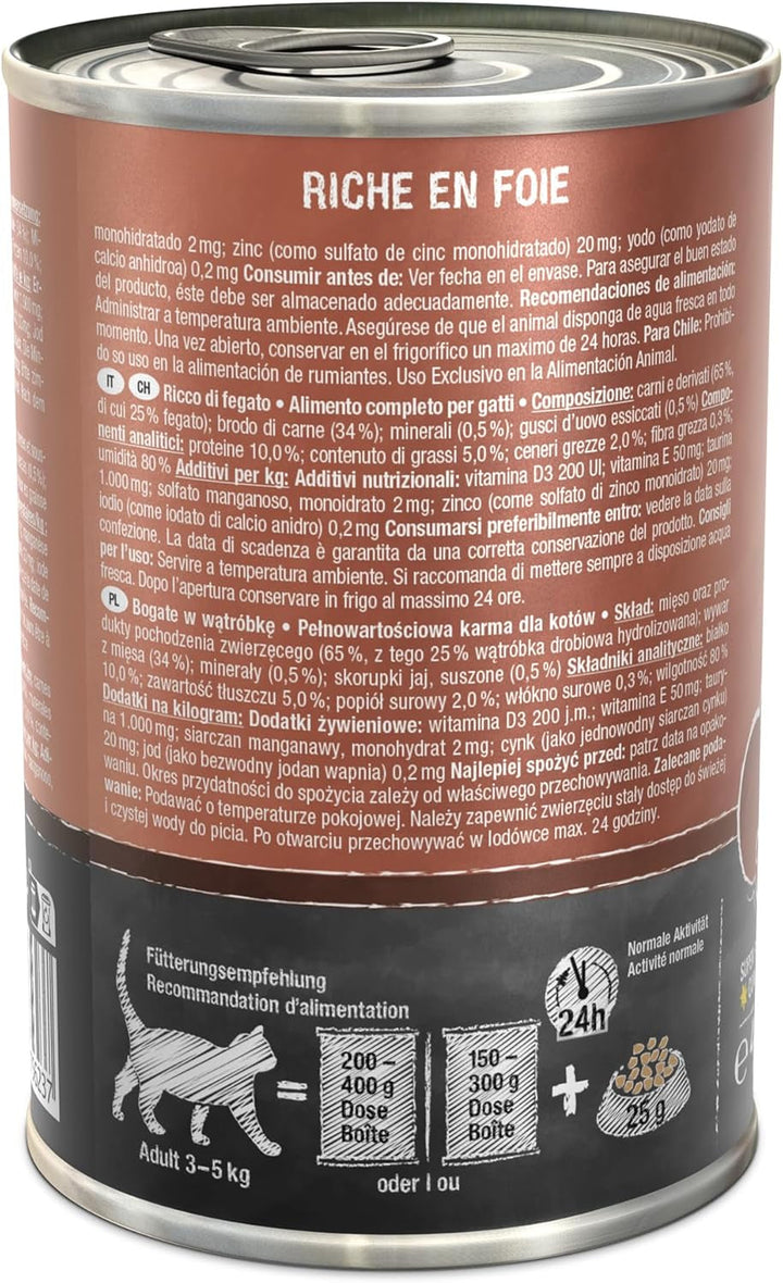 LEONARDO Hrană umedă [6X400G Ficat] | Hrană umedă fără cereale pentru pisici | Hrană umedă completă la conservă