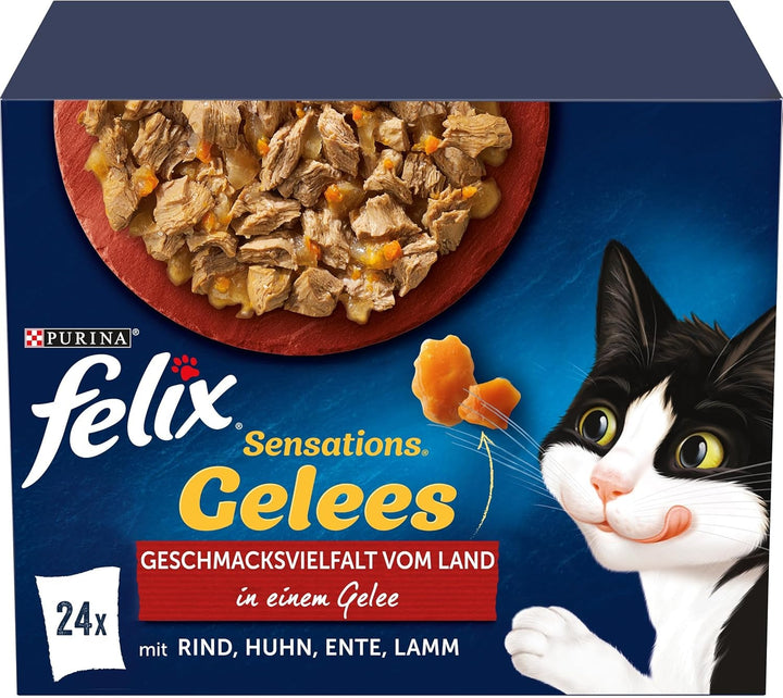 FELIX Sensations Jellies hrană pentru pisici umedă în jeleu, amestec variat, pachet de 6 (6 X 12 pungi a 85G)