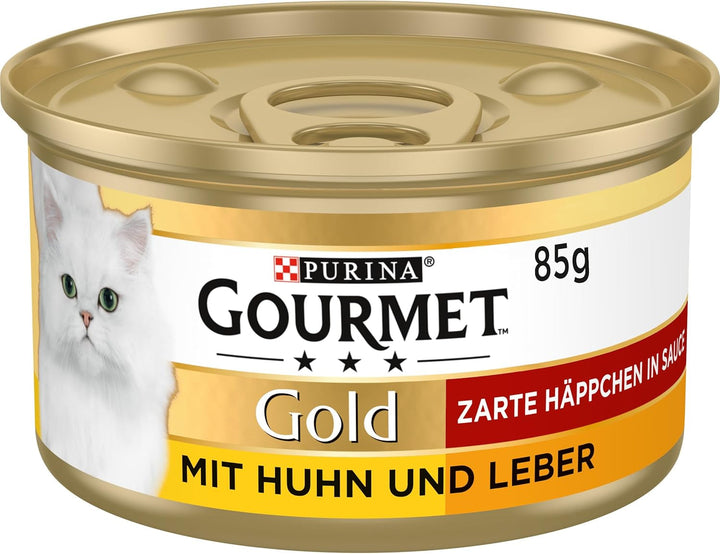 Gourmet Gold Tender Morsels in Sauce Hrană umedă pentru pisici, cu somon și pui, 12Pack (12 X 85G)