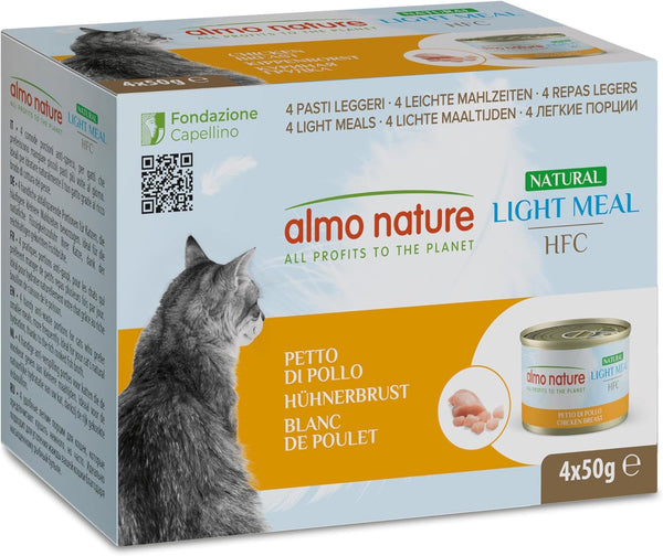 Almo Nature HFC Natural Light Meal - Chicken White - Hrană umedă pentru pisici adulte: 4 cutii a câte 50 g