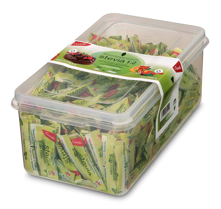 Stevia + Erythrit 1:8 Süßstoff | 504 Beutel Mit 1 G | 100% Natürlicher Zuckerersatz - 0 Kalorien - 0 Glykämischer Index - Keto Und Paleo - 0 Kohlenhydrate - Kein GVO - Castello since 1907 - 504 G Indulcitori Naty Shop 1 Kg (1Er Pack)