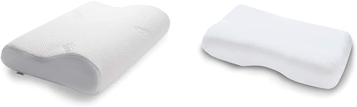 TEMPUR Original Sleeping Pillow Memory Foam, Pernă ergonomică de susținere a gâtului pentru cei care dorm lateral și pe spate, Fermă, M (50 X 31 X 10/7 Cm), Alb Perne ortopedice cervicale Naty Shop Pachet cu husă de pernă, alb M (50 X 31 X 10/7 Cm)