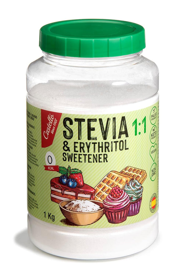 Stevia + Erythrit 1:1 Süßstoff | 1G = 1G Zucker | 100% Natürlicher Zuckerersatz - 0 Kalorien - 0 Glykämischer Index - Keto Und Paleo - 0 Netto-Kohlenhydrate - Kein GVO - Castello since 1907-1 Kg Indulcitori Naty Shop Default Title