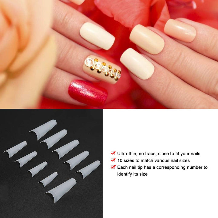 500 de bucăți de vârfuri de unghii false, vârfuri de unghii naturale artificiale franceze pentru manichiură, L, unghii false DIY, gel UV oval, accesorii pentru unghii pentru femei și fete (culoare naturală)