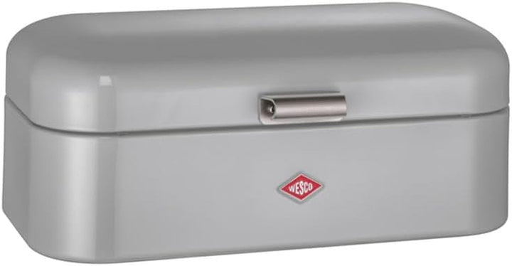 Coș de pâine Wesco Grandy în culoarea negru mat, tablă de oțel acoperită cu pulbere, găuri de ventilație și mâner robust Cutii depozitare alimente Naty Shop Gri