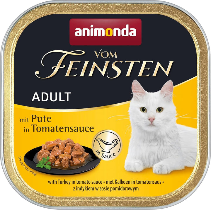 Animonda Vom Feinsten Adult Sauce Variety (32 X 100 G), hrană umedă pentru pisici adulte, hrană pentru pisici fără cereale și zahăr, bucăți fragede într-un sos delicios