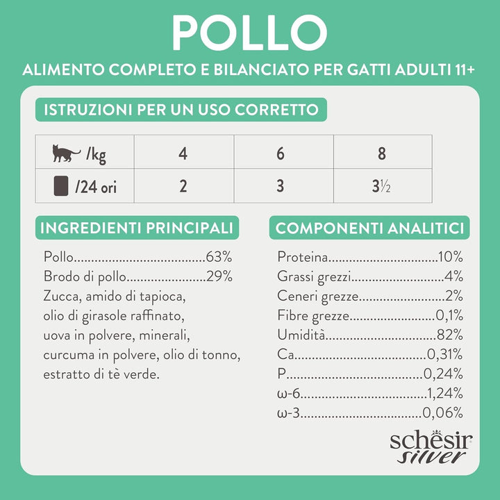 Title: Silver, Mâncare umedă completă cu aromă de pui din mousse pentru pisici mai în vârstă (12 X 80 G)