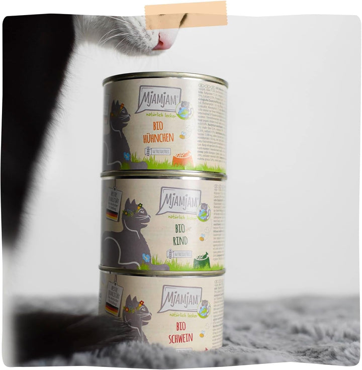 Mjamjam - Hrană umedă premium pentru pisici - Naturally Delicious - The Organic Box, 6-pack (6 X 400G), fără cereale