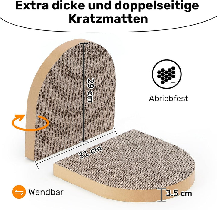 FUKUMARU Zgârietură pentru pisici, carton în formă de canapea, 61 cm, pat reversibil pentru pisici, plăcuțe rotunde de zgâriat din fetru și carton de înaltă calitate, gri închis.