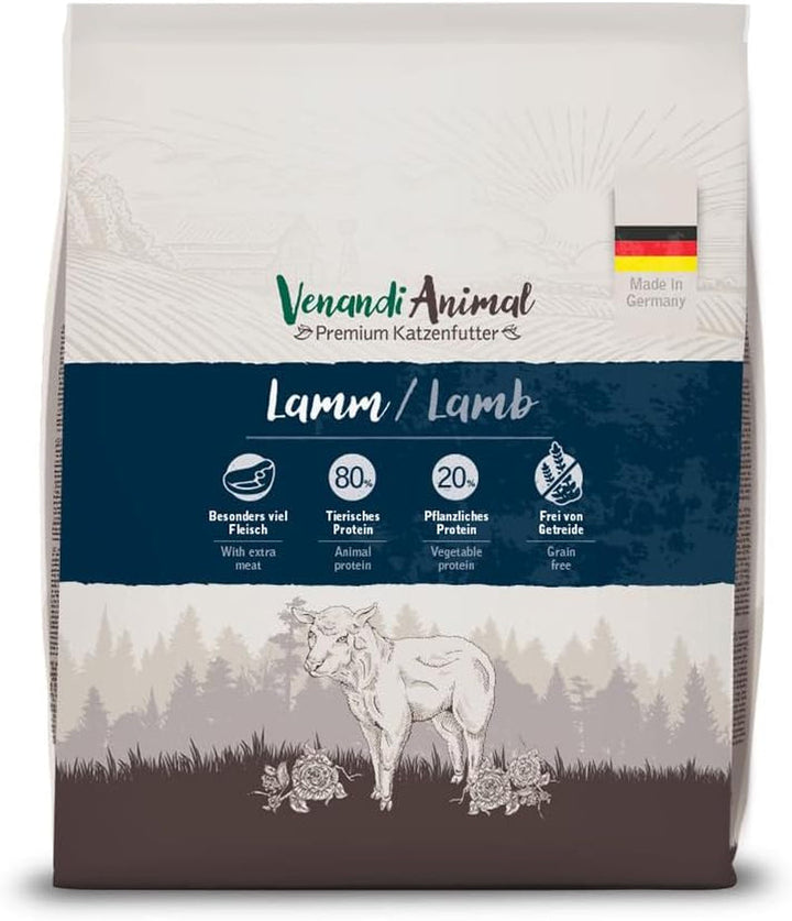 Venandi Animal - Hrană premium pentru pisici - Miel, cu multă carne proaspătă, hrană uscată, fără cereale 1 pachet (1 X 1,5kg)