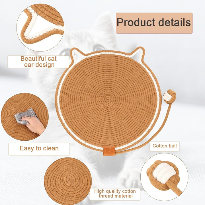 Covoraș de zgâriat pentru pisici, 43 x 43 cm, covor de zgâriat pentru pisici, frânghie naturală din bumbac, plăci de zgâriat pentru pisici, covoraș durabil pentru ușă, covoraș de zgâriat pentru podele pentru pisici, pentru uși de canapea