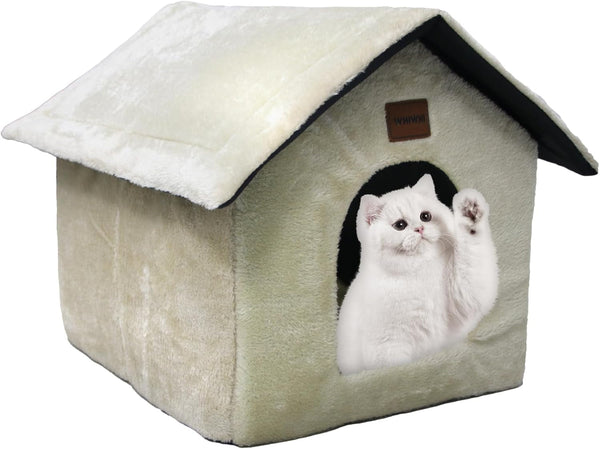 Casă de pluș pentru pisici, pat de tip peșteră pentru pisici, cu pernă pufoasă, colibă portabilă pentru pisici, cu fund antiderapant, caldă și confortabilă pentru animale de companie, 40 x 35 x 40 cm