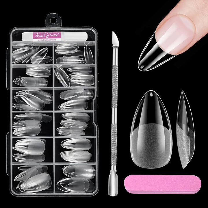 Unghii scurte cu acoperire completă, 120 de bucăți, 12 dimensiuni, vârfuri de unghii scurte pentru unghii cu gel, unghii artificiale pentru lipire, set de unghii cu pile de lipit, lustruitor de unghii, împingător de cuticule