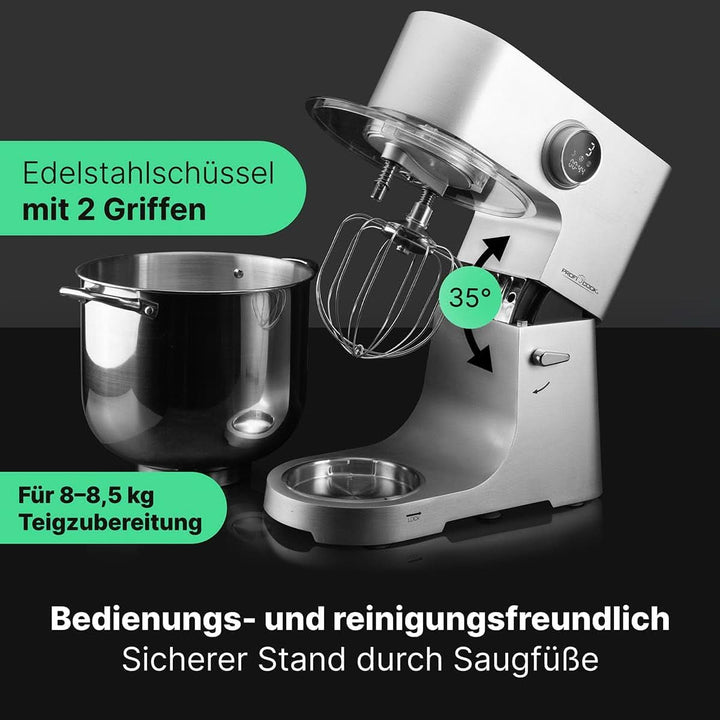 Proficook® Küchenmaschine Mit XXL 12L Schüssel | Knetmaschine Mit 2500W Longlife-Profi-Motor | Metallgetriebe Und Led-Display | Food Processor Für Bis Zu 8,5 Kg Teig |13 Geschwindigkeiten | PC KM 1254 Mama si Copilul Naty Shop
