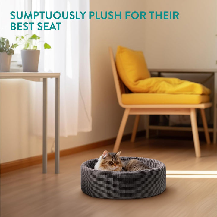 Pat pentru pisici Navaris cu pernă suplimentară - Pernă pentru câini și pisici - Pat pufos pentru câini și pisici - Coș lavabil pentru pisici - Pat pentru pisici, de asemenea, pentru câini de talie mică - Gri