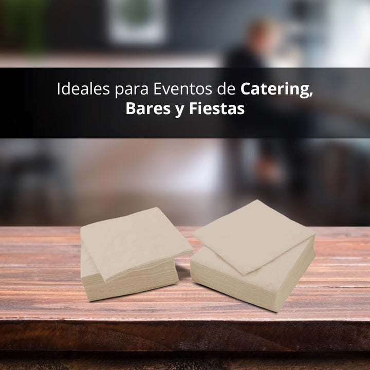 Pachet de 300 de șervețele de hârtie pentru cocktail, 100% reciclabile și biodegradabile, suport pentru șervețele de masă din oțel inoxidabil, șervețele ecologice, 10 X 10 cm, pliate.