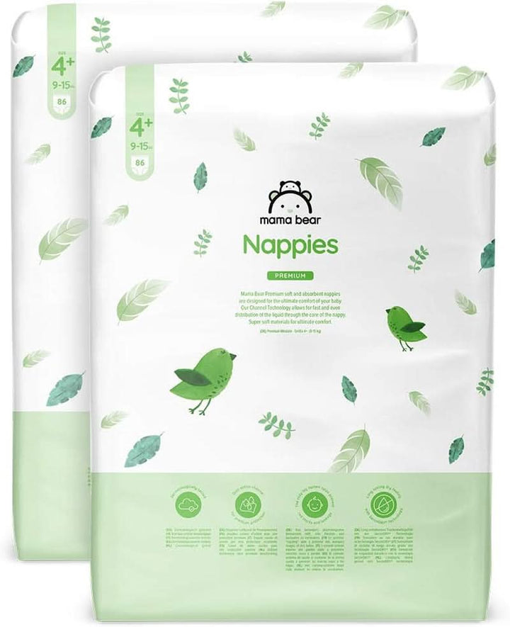 Mama Bear Premium scutece, mărimea 2 (3-6 kg), alb, 168 bucăți (2 pachete de 84) Mama si Copilul Naty Shop Mărime 4+ (172 buc)