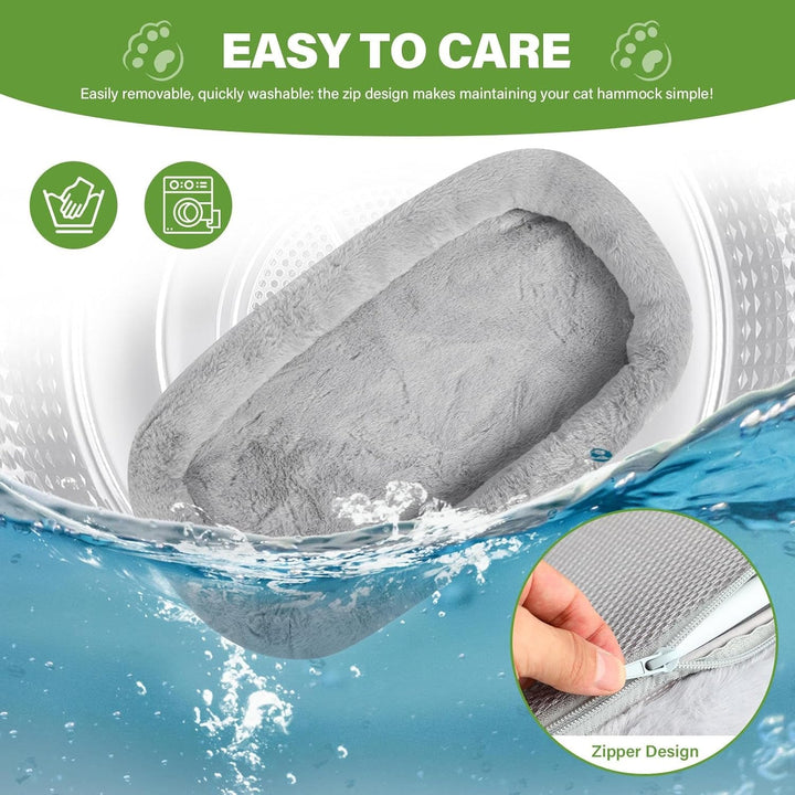 Șezlong pliabil pentru pisici, cu ventuze puternice, 60 x 30 cm, hamac detașabil pentru pisici, capacitate de încărcare de până la 18 kg, pentru ferestre și pervazuri din sticlă, gri