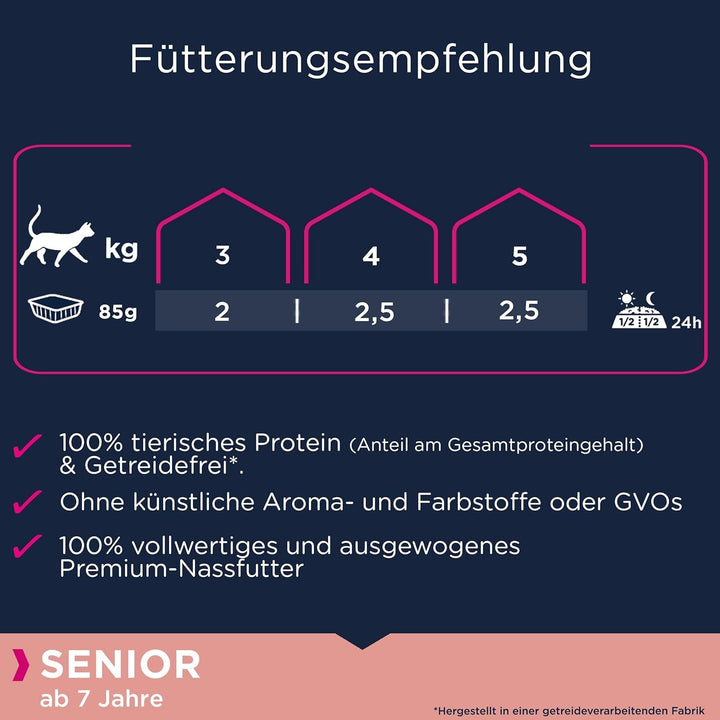 EUKANUBA Senior Cat Food Wet Grain Free - Hrană umedă premium cu mult somon pentru pisici în vârstă, 12 X 85 G