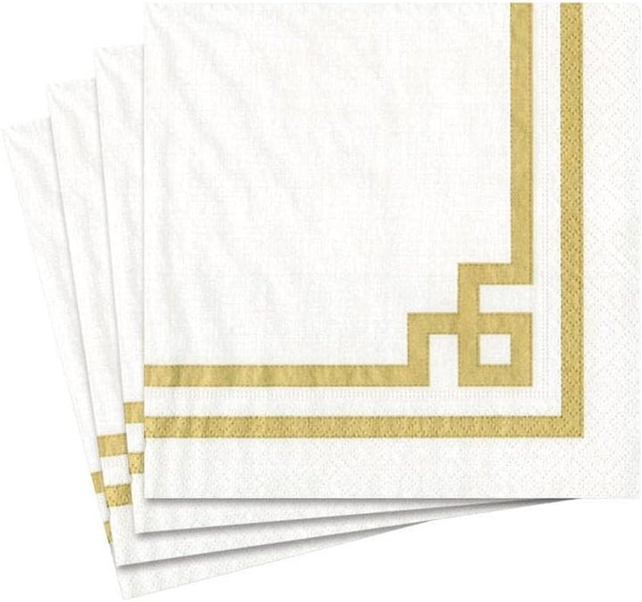 Divertisment cu șervețele de cocktail, Rive Gauche, auriu și alb, 20 de bucăți