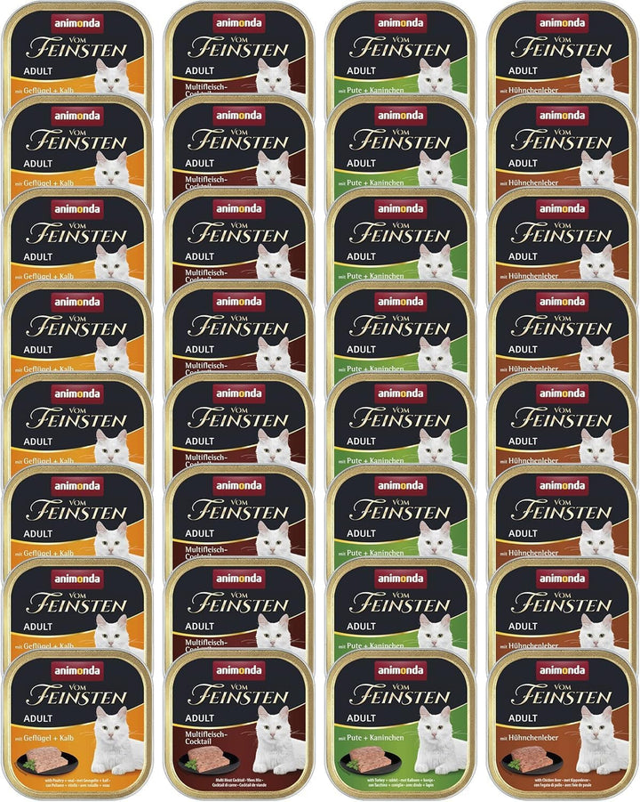 Animonda Vom Feinsten Adult Sauce Variety (32 X 100 G), hrană umedă pentru pisici adulte, hrană pentru pisici fără cereale și zahăr, bucăți fragede într-un sos delicios