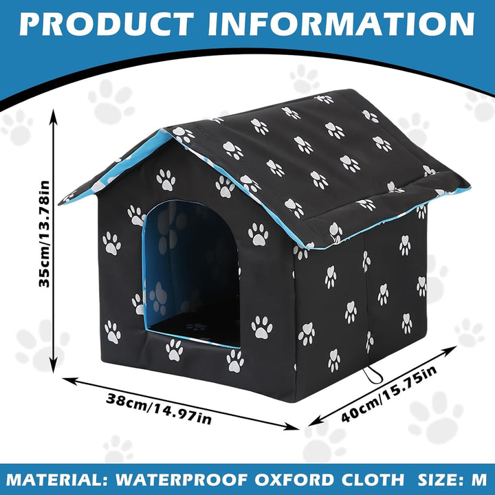 Căsuță pentru pisici în aer liber, peșteră pliabilă pentru pisici, pat pentru pisici rezistent la intemperii, casă pentru pisici în aer liber, pentru animale de companie mici (36 * 26 * 14CM, negru)