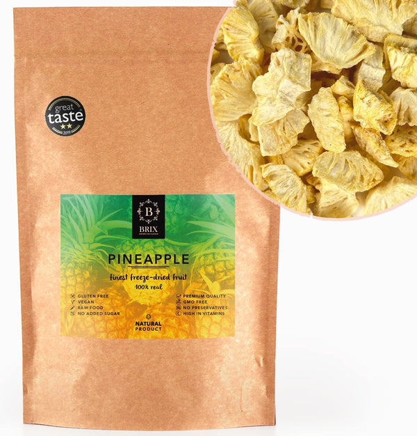 BRIX Ananas liofilizat | Natural, ananas uscat 95 g | Great Taste Award fructe uscate, ananas liofilizat | Fără OMG, fără gluten, vegan, vitamine reținute Produse deshidratate Naty Shop Titlu implicit