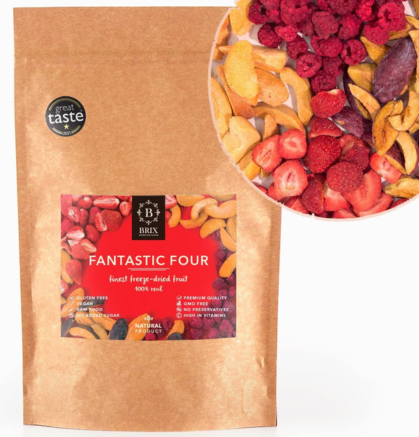 Brix Freeze-dried Fruit Fantastic Four (80g) - Preț bun gust, gustare delicioasă și sănătoasă, uscată crocantă, bogată în vitamine Produse deshidratate Naty Shop Titlu implicit