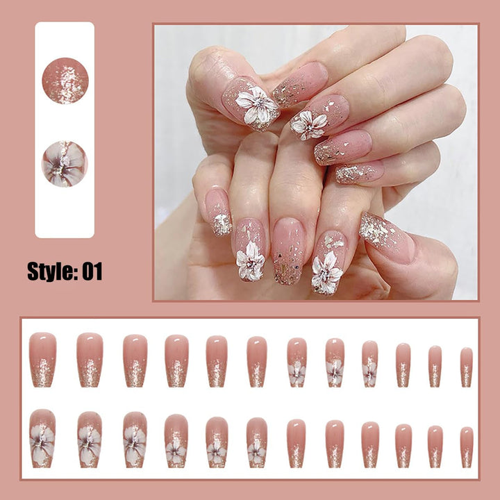 Unghii artificiale, sclipici natural, scurte, prin presare, acrilice, autoadezive, unghii strălucitoare pentru femei și fete, accesorii pentru nail art, 48 bucăți