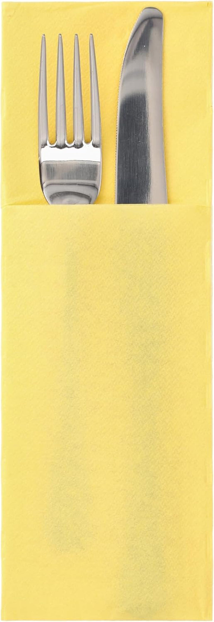 50 pungi de tacâmuri șervețele 'DAILY Collection' 48 Cm X 30 Cm galben cu pliu pentru tacâmuri