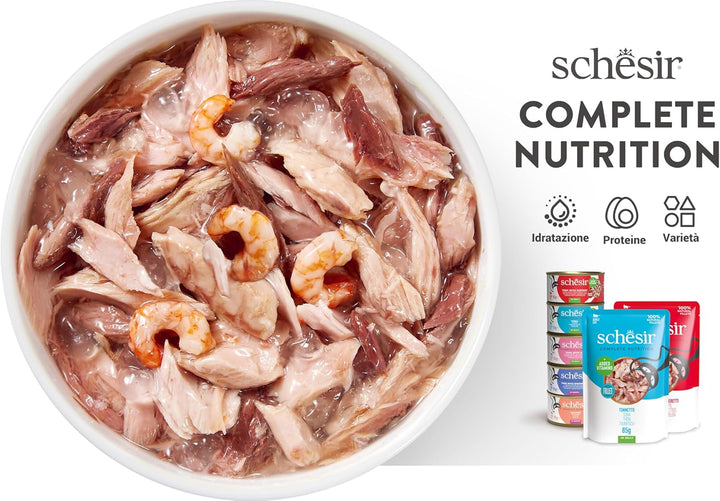 , Ton cu jeleu de șuncă, Hrană umedă completă pentru pisici, Cu adaos de vitamine, 100% naturală, 6 cutii a 85 G