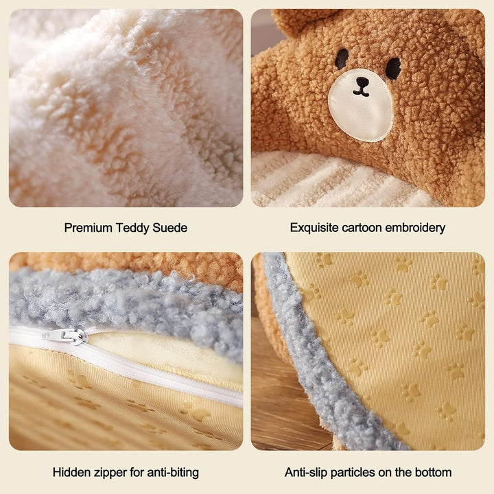 Pat pentru pisici, pat rotund pentru pisici și căței, pat cald și confortabil, detașabil, lavabil, canapea pentru pisici de interior și exterior (maro)