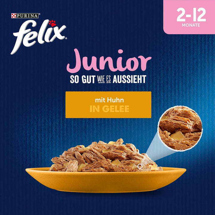FELIX so Good How It Looks Junior Kitten Food umedă în jeleu, cu pui, 26Pack (26 X 85G)