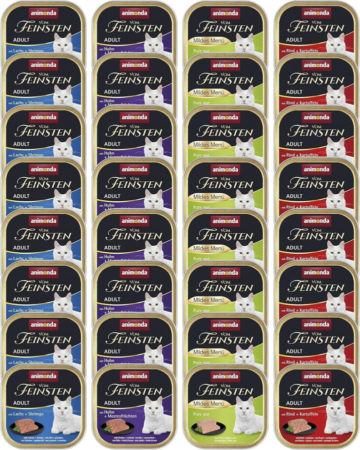 Animonda Vom Feinsten Adult Sauce Variety (32 X 100 G), hrană umedă pentru pisici adulte, hrană pentru pisici fără cereale și zahăr, bucăți fragede într-un sos delicios