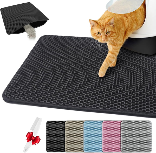 Covoraș pentru litiera pisicii 30x30cm, covoraș dublu EVA pentru litiera pisicii, impermeabil - inodor cu covoraș antiderapant pentru pisici, curățare ușoară, covoraș pentru litiera pisicii pentru toate pisicile
