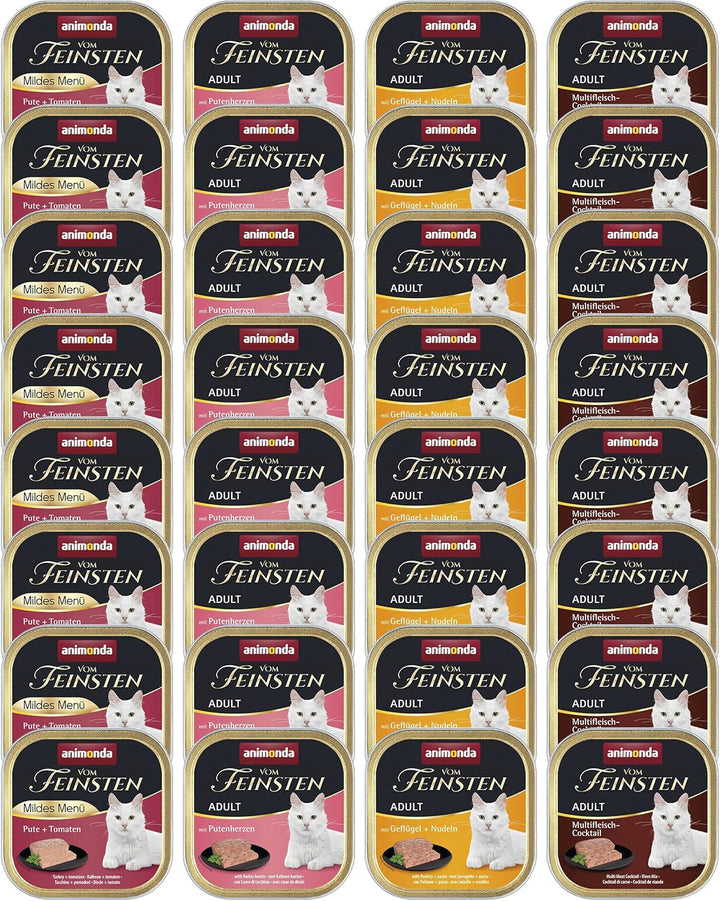 Animonda Vom Feinsten Adult Sauce Variety (32 X 100 G), hrană umedă pentru pisici adulte, hrană pentru pisici fără cereale și zahăr, bucăți fragede într-un sos delicios