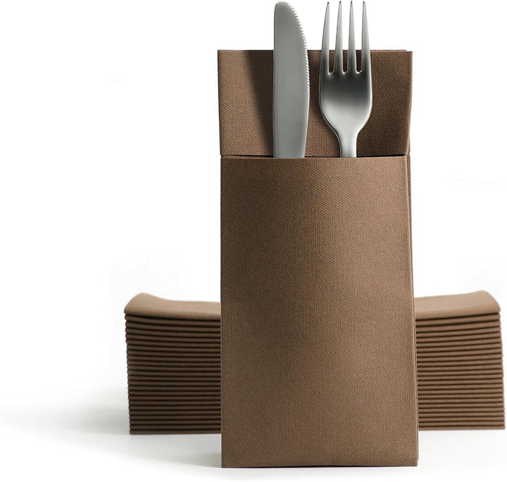 CHIC Airlaid 50 șervețele pentru tacâmuri pungi pentru tacâmuri, asemănătoare țesăturii, șervețel de unică folosință de înaltă calitate, 39X40Cm, model alb de bun venit cald 50 bucăți (pachet de 1)