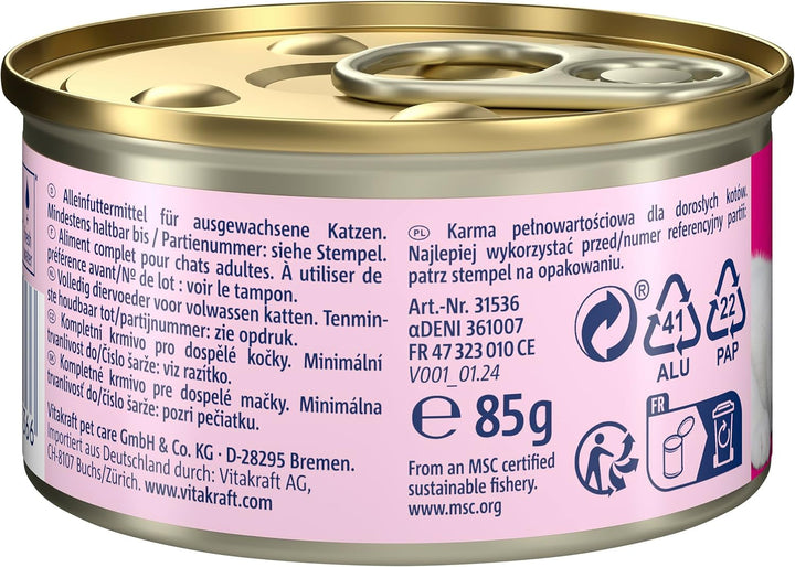 Vitakraft Poésie Mousse, hrană umedă pisică, mousse aerisit, cu somon, fără zahăr și cereale adăugate (12X 85G)