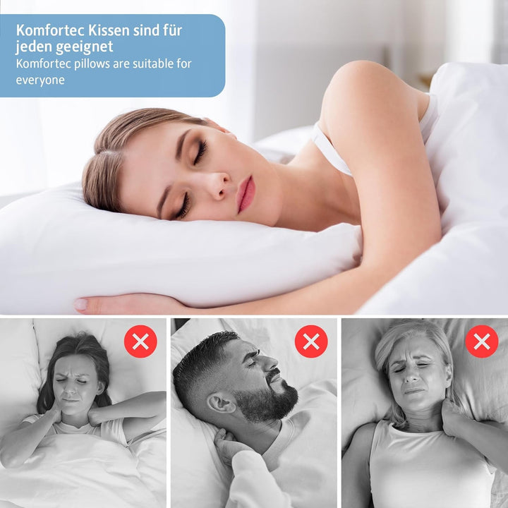 Pernă 80X80 Cm set de 2, pernă certificată Oeko-Tex cu umplutură de pernă 1000G, potrivită pentru alergici, lavabilă Perne standard Naty Shop