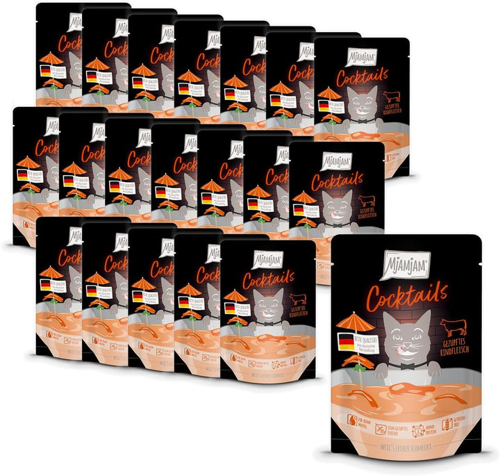 Mjamjam - Băutură delicioasă pentru pisici - Cocteiluri - File de somon jumulit, 20Pack (20X40), fără cereale