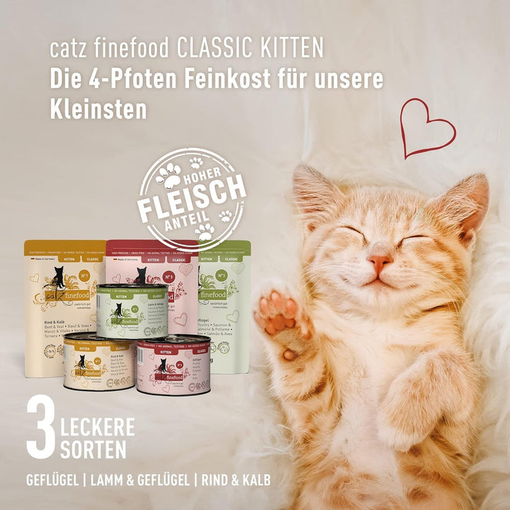 Catz Finefood Kitten N° 3 Poultry Cat Food Wet - Delicatessen Hrană umedă pentru pisici tinere (6 pungi X 300G)